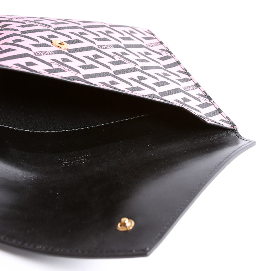 Envelope Pouch 3-Piece Set Greca Print Canvas Multicolor/Black