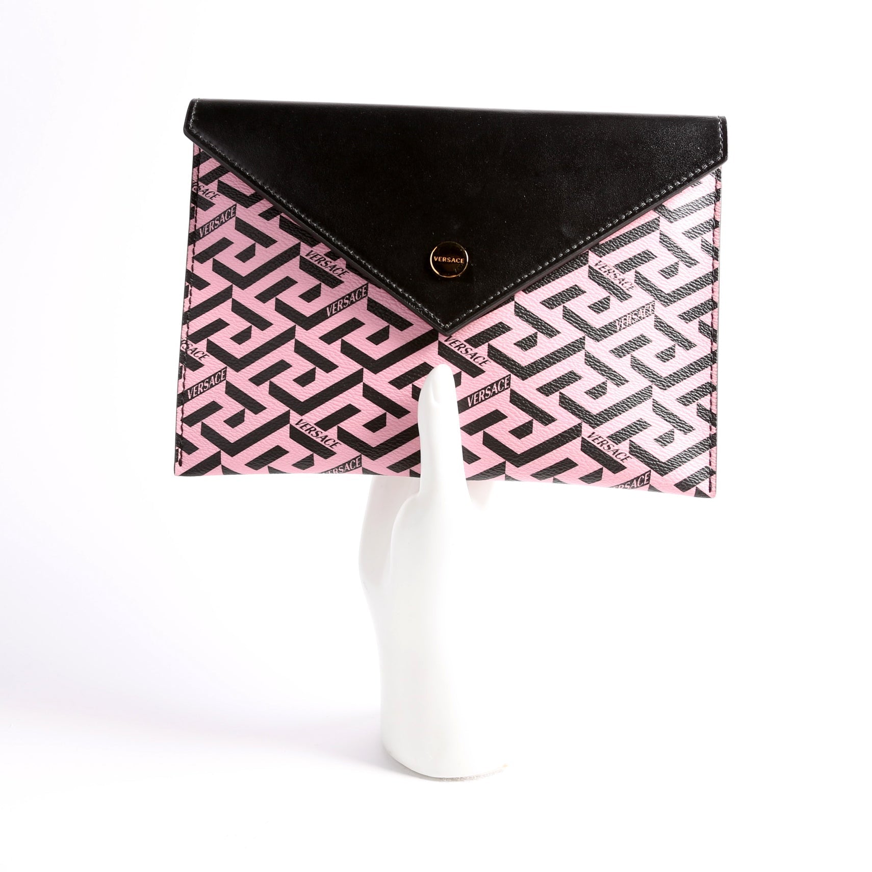 Envelope Pouch 3-Piece Set Greca Print Canvas Multicolor/Black