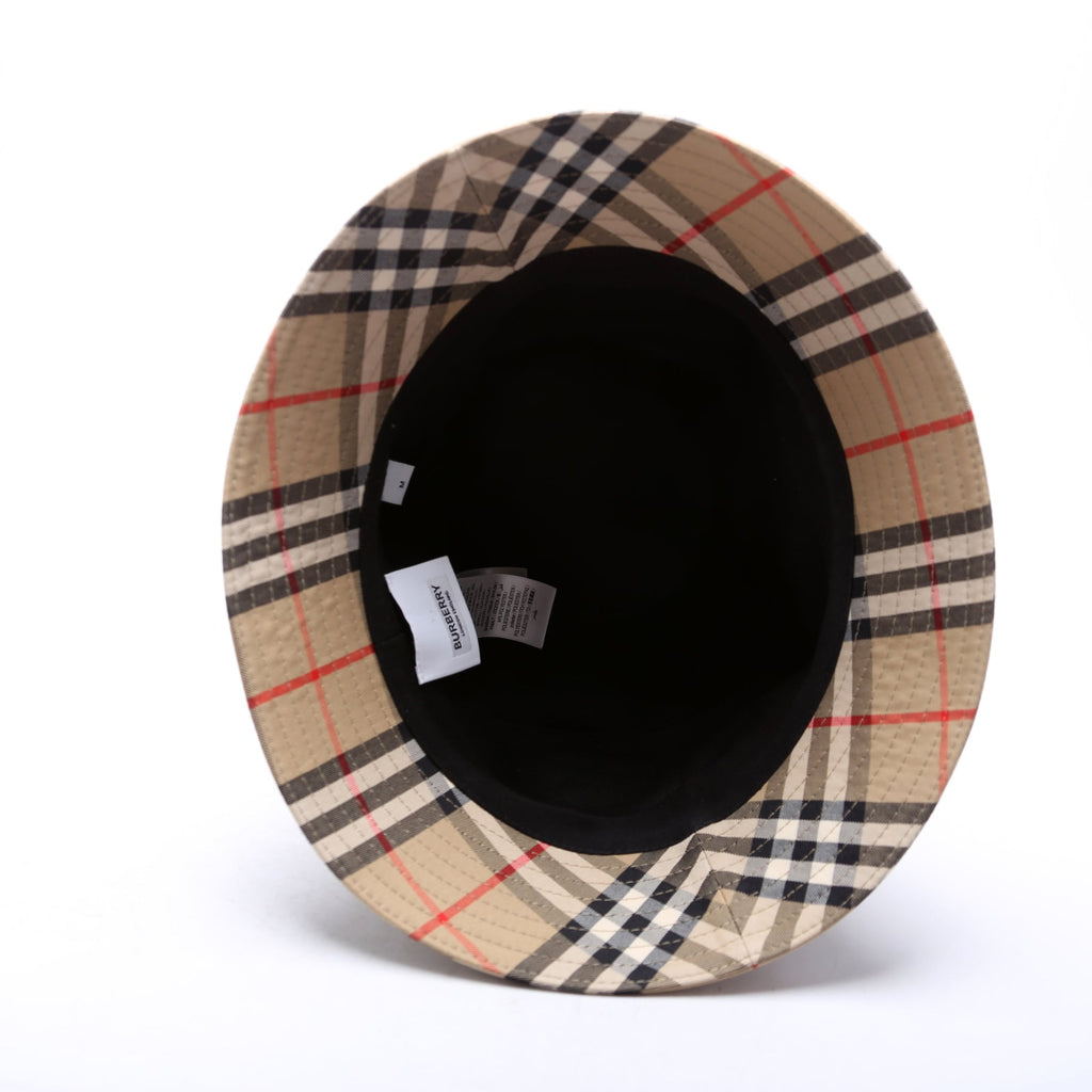 Vintage Check Bucket Hat Size Medium Tan