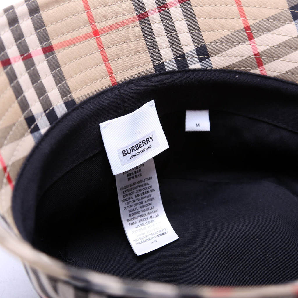Vintage Check Bucket Hat Size Medium Tan