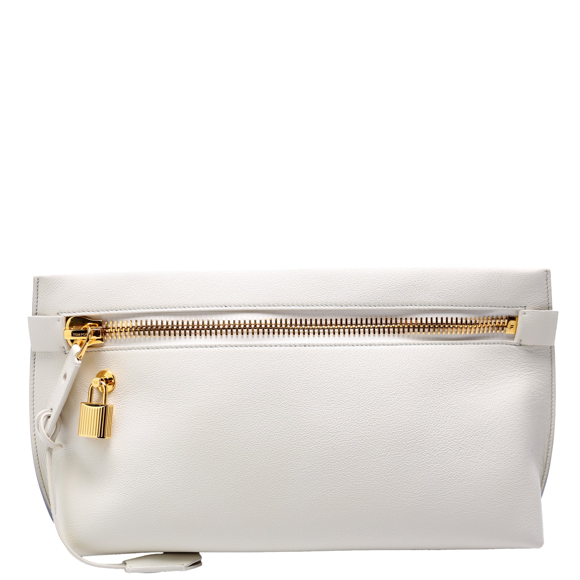 Padlock Leather Clutch White