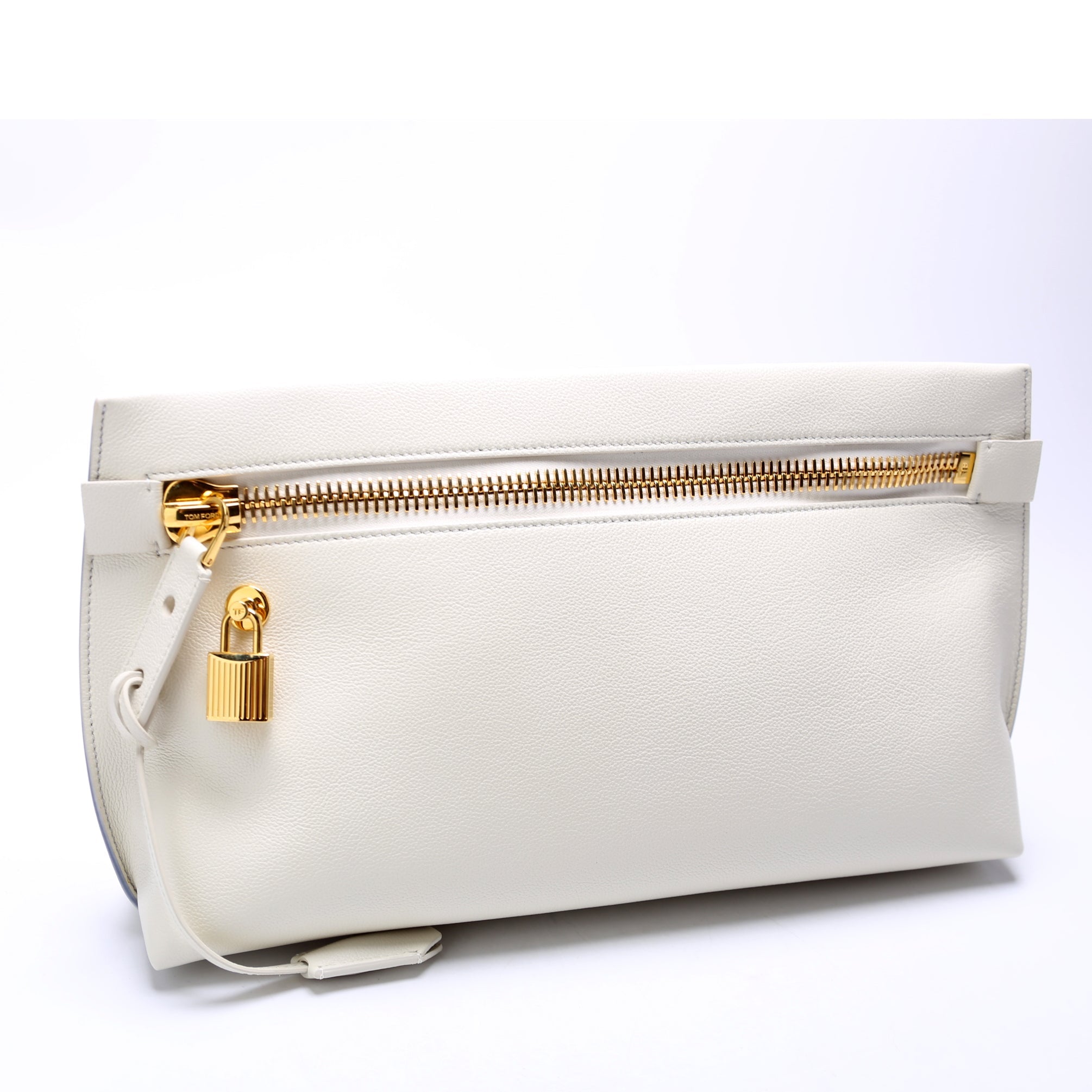 Padlock Leather Clutch White