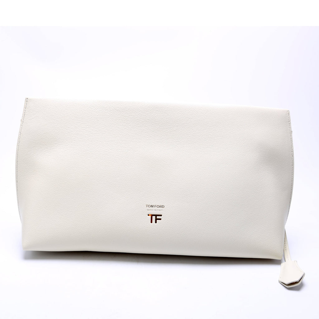 Padlock Leather Clutch White