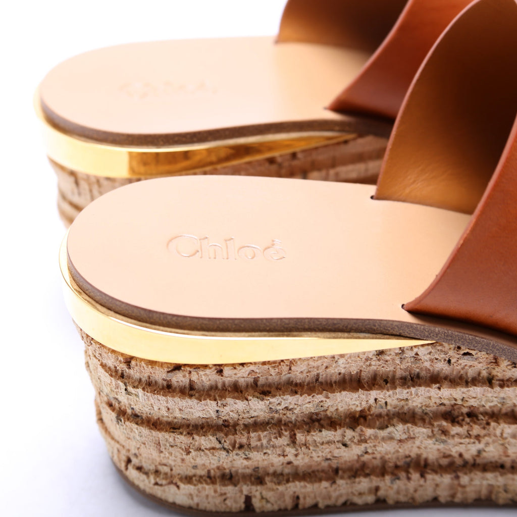 Camille Wedge Mules Size 39 Brown