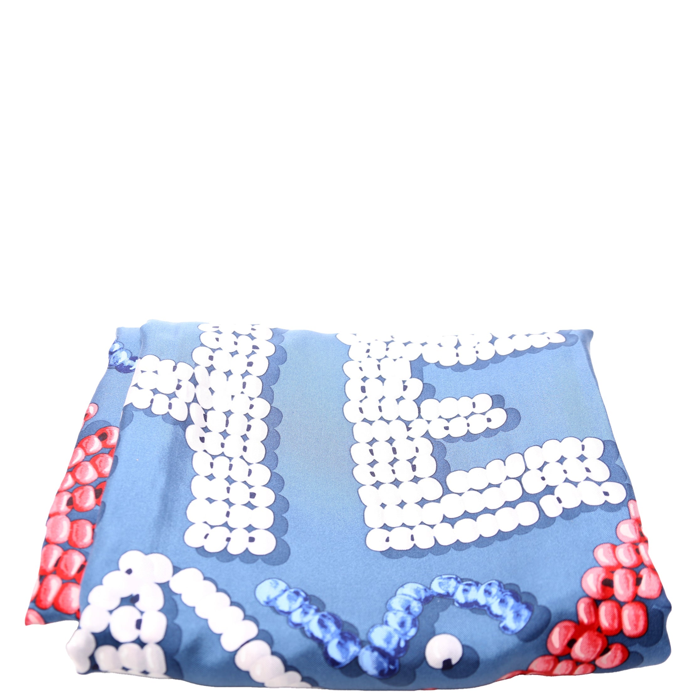 Kelly En Perles 140 Silk Scarf Blue