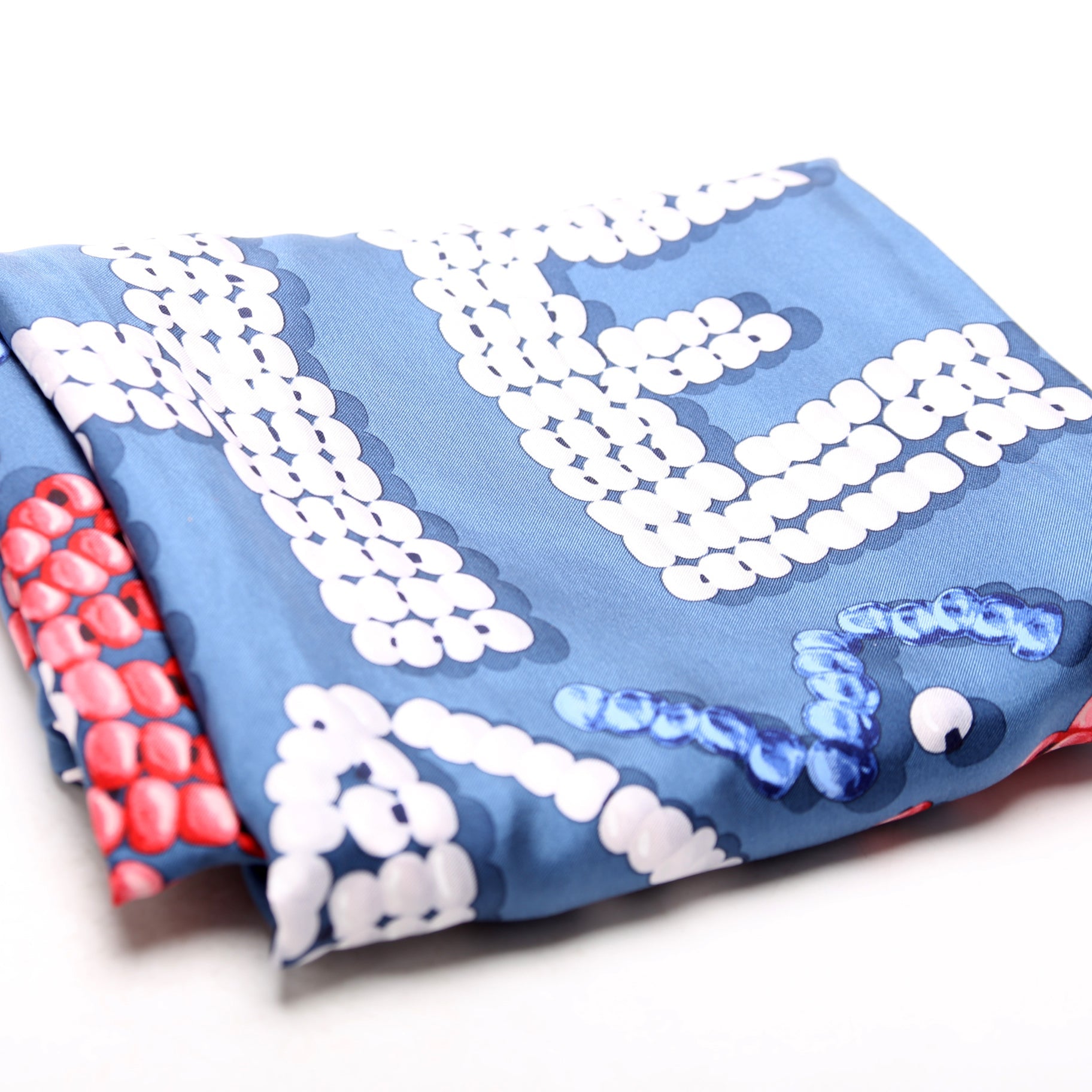 Kelly En Perles 140 Silk Scarf Blue