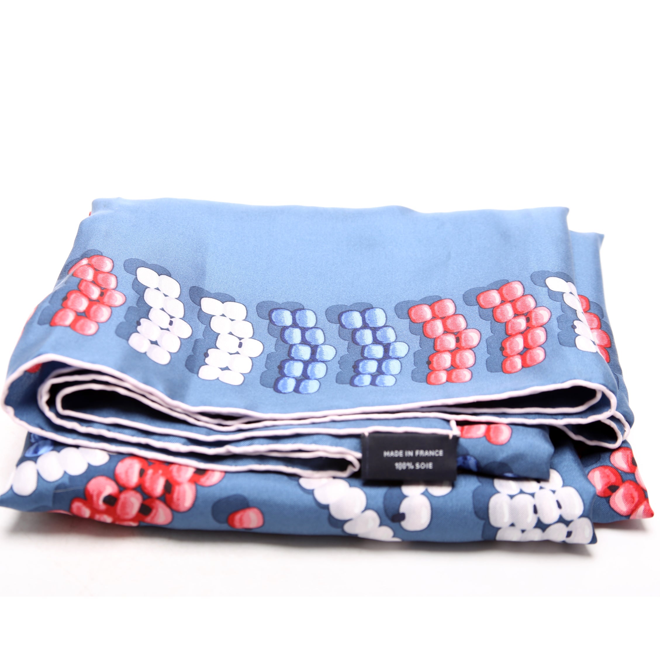 Kelly En Perles 140 Silk Scarf Blue