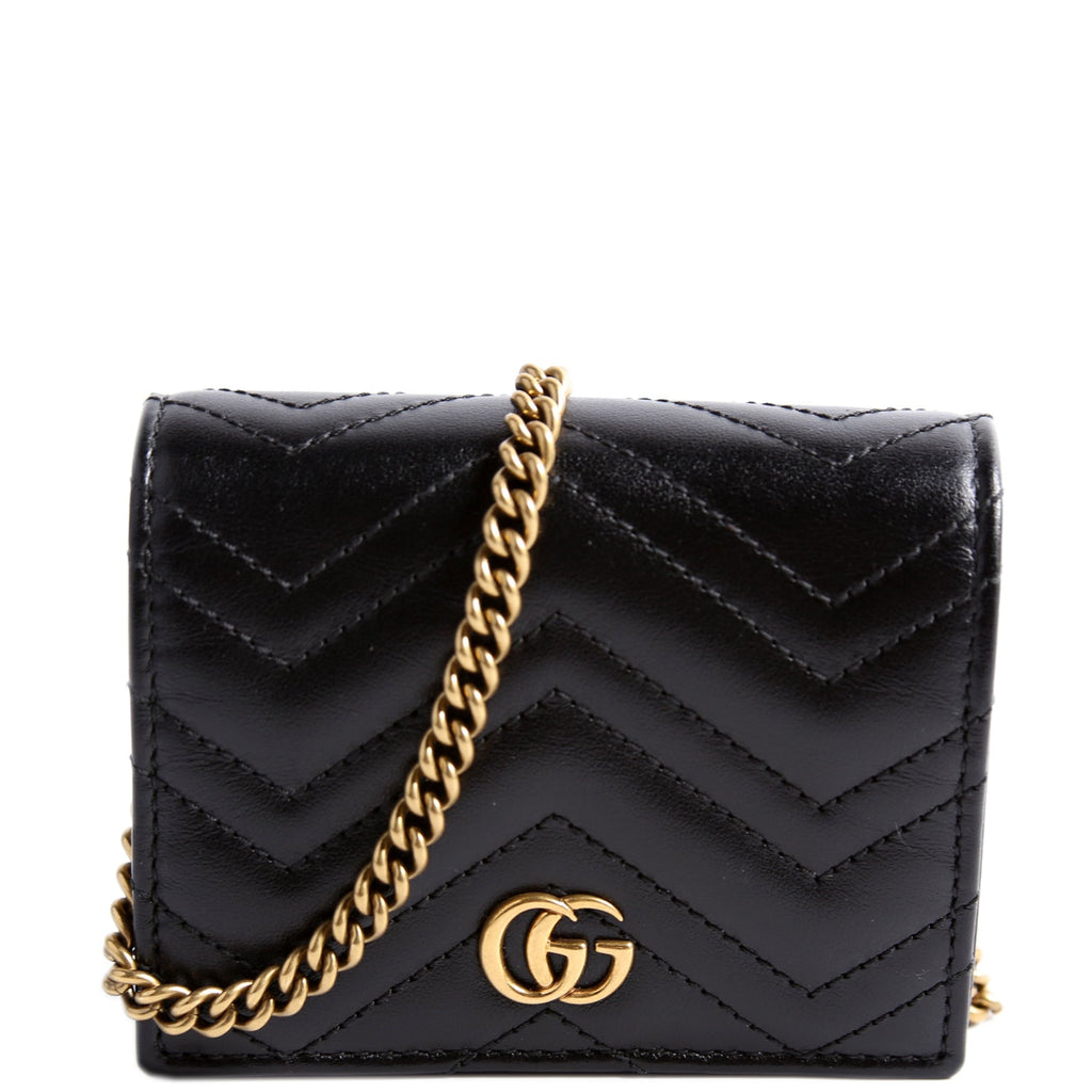 625693 Marmont Card Case With Chain Black