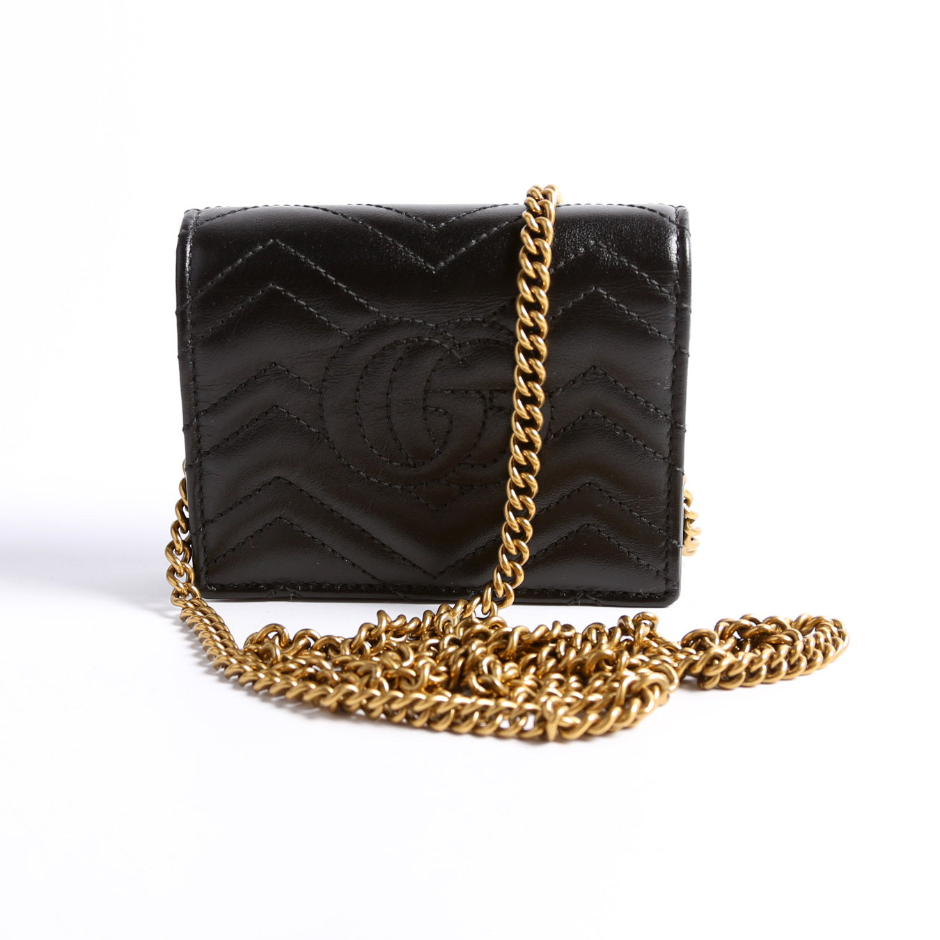 625693 Marmont Card Case With Chain Black