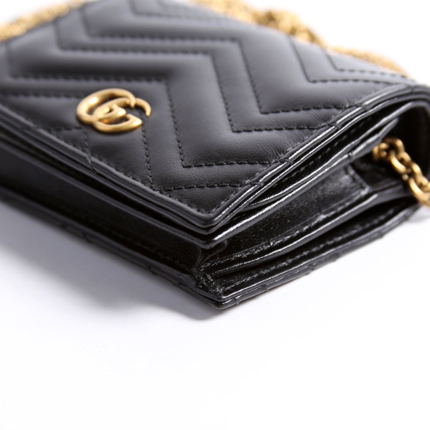 625693 Marmont Card Case With Chain Black