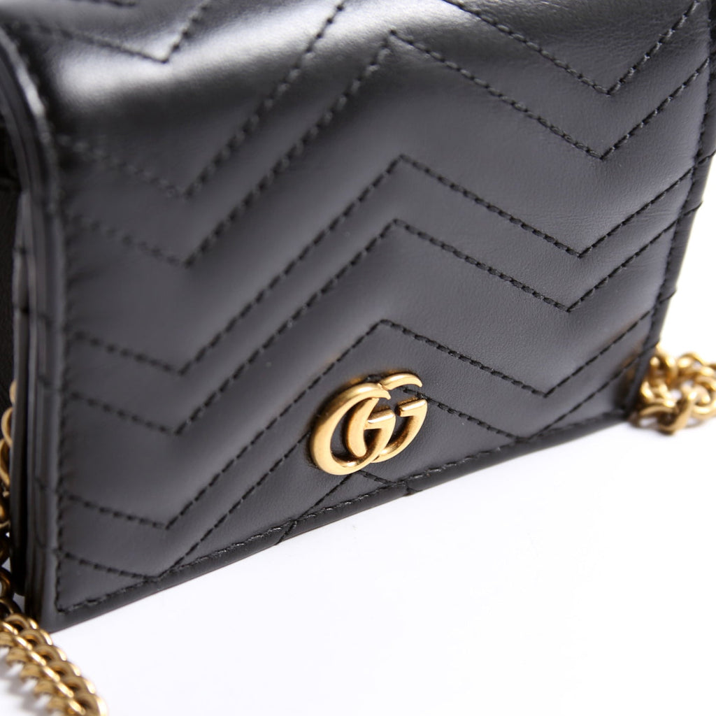 625693 Marmont Card Case With Chain Black