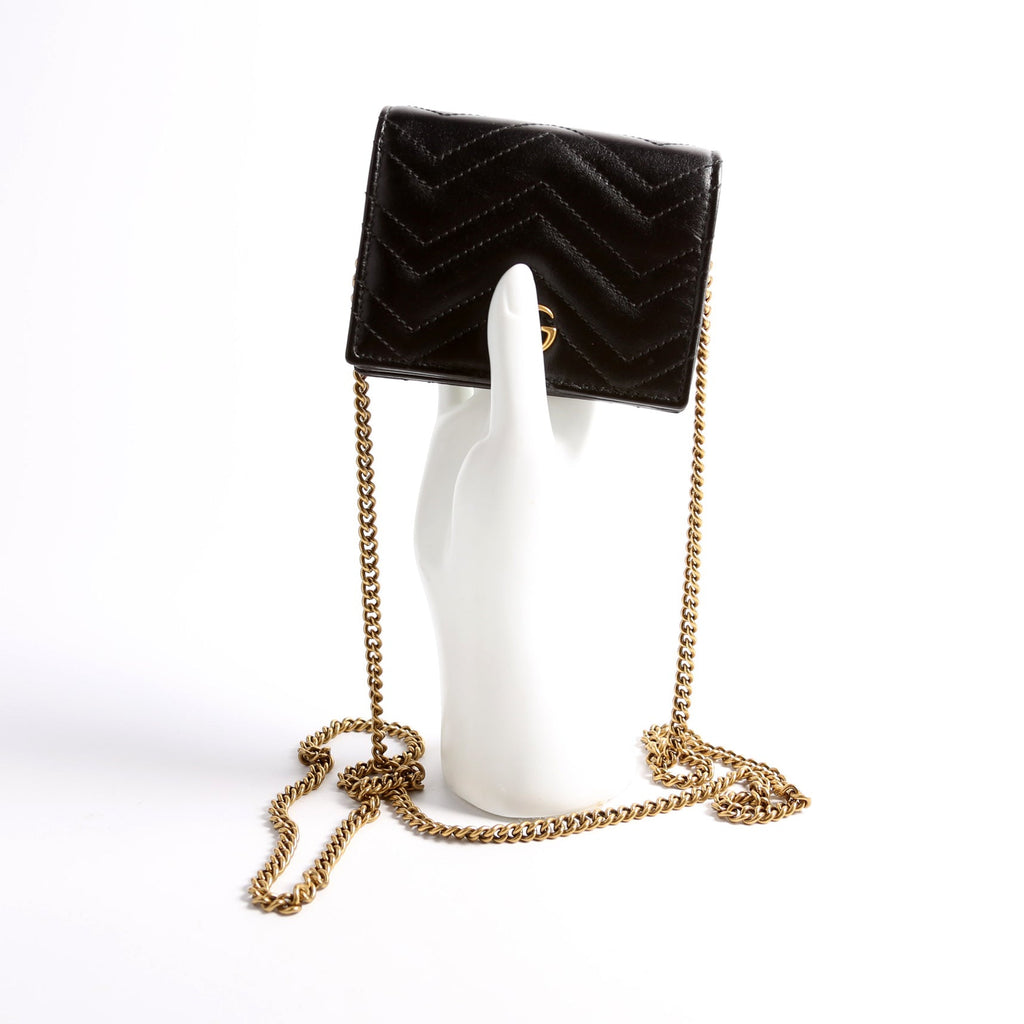 625693 Marmont Card Case With Chain Black