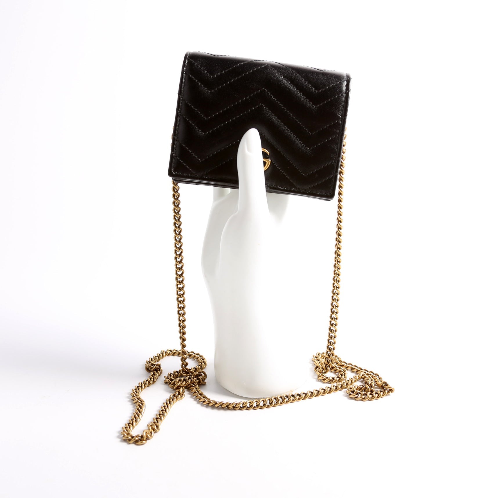 625693 Marmont Card Case With Chain Black