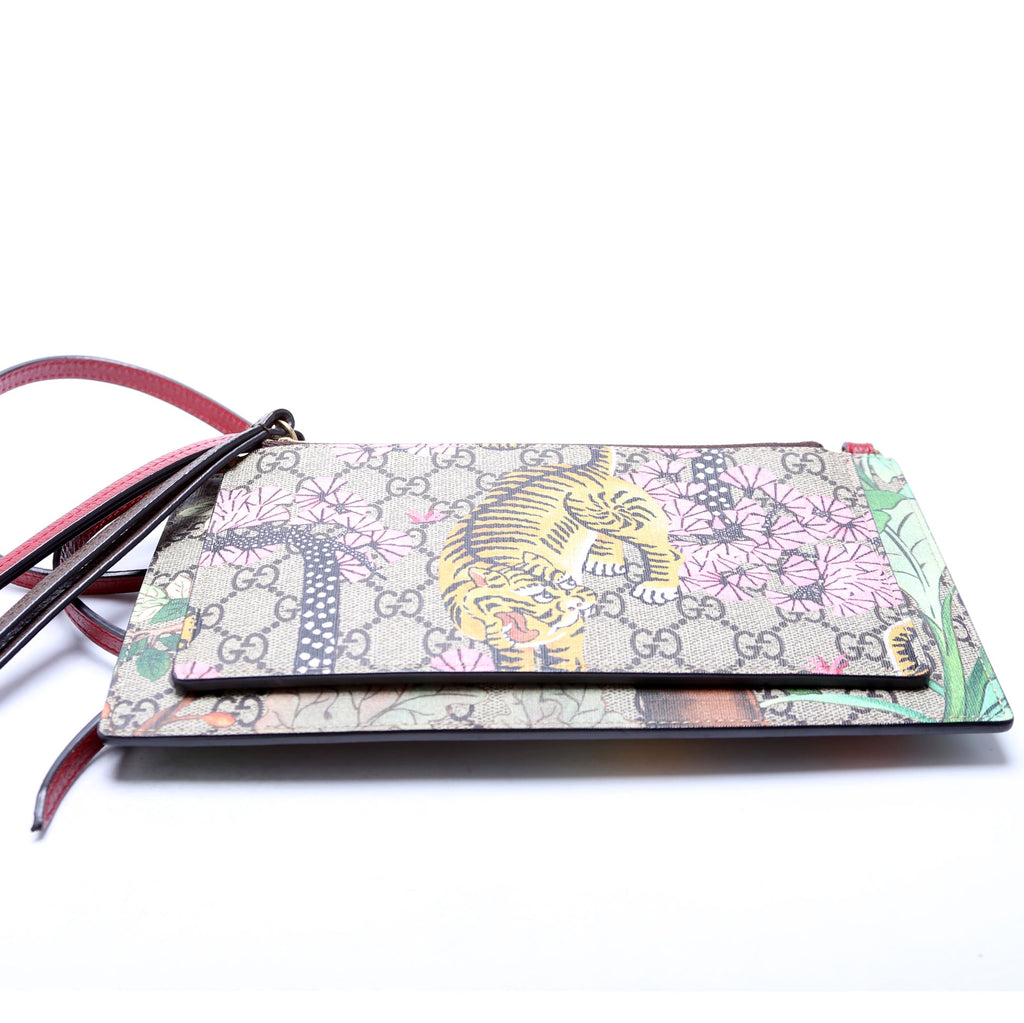 454111 GG Supreme Tian/Bengal Double Zip Shoulder Bag Red