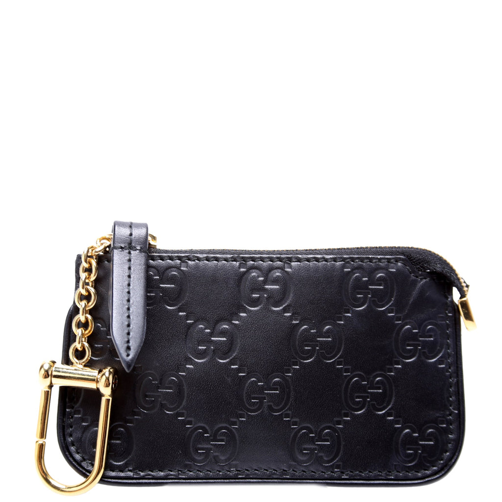 447964 GG Leather Key Pouch Black
