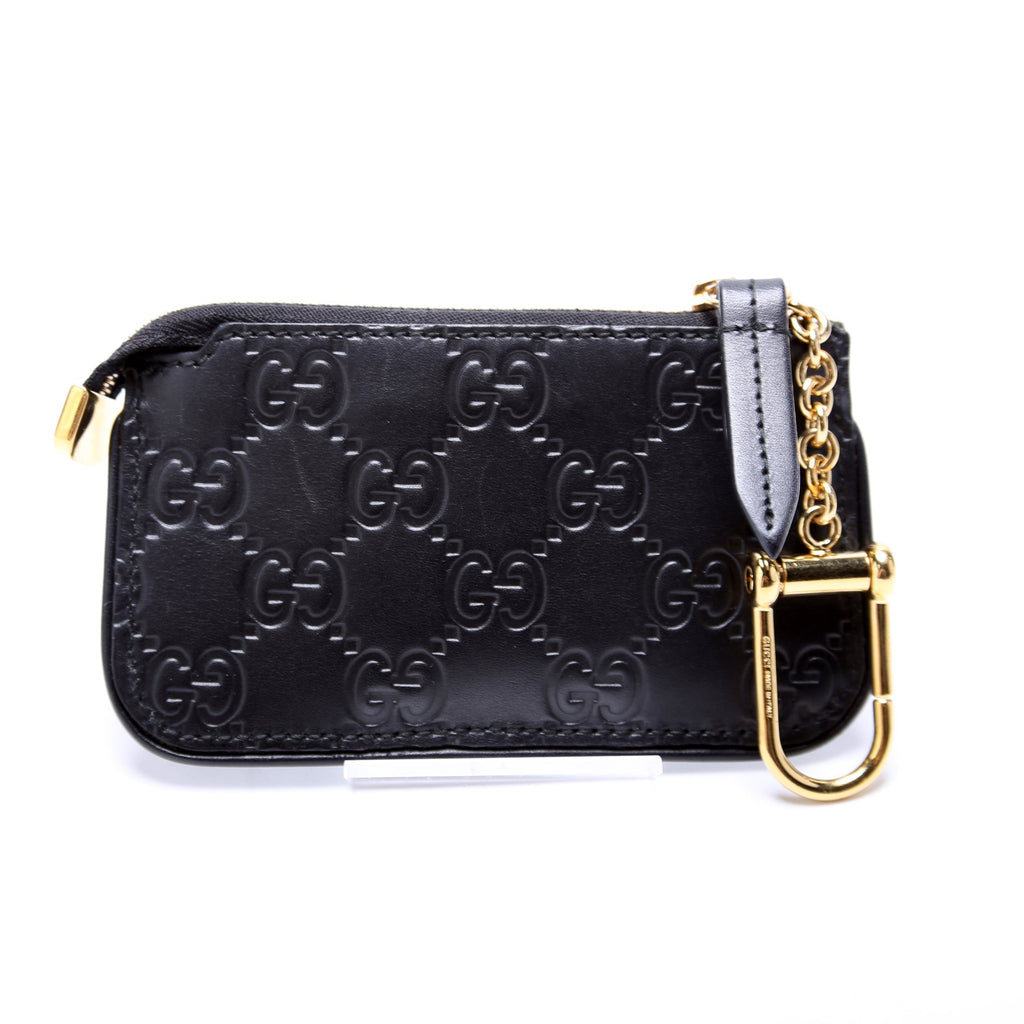 447964 GG Leather Key Pouch Black
