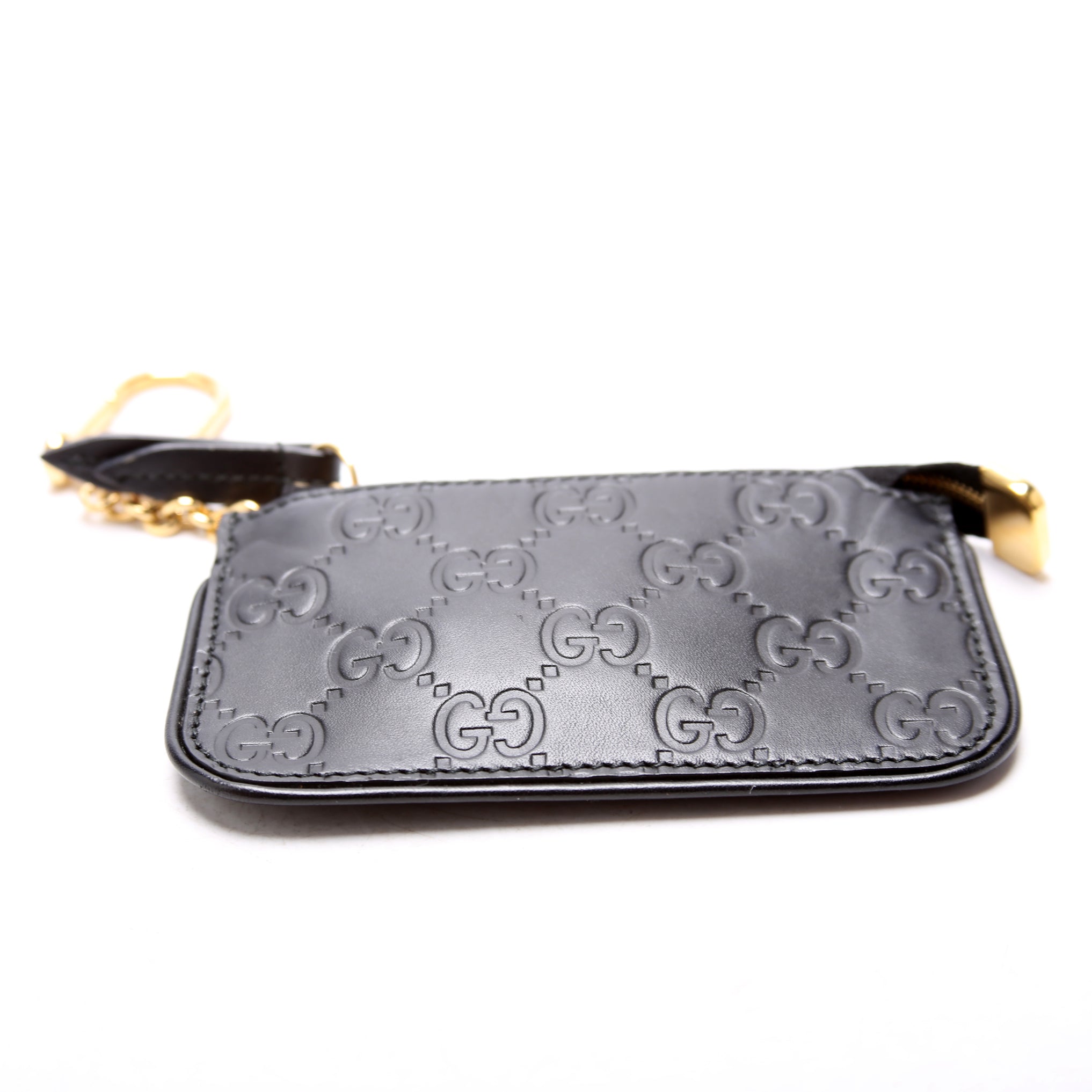 447964 GG Leather Key Pouch Black