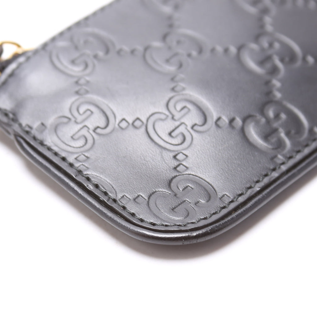 447964 GG Leather Key Pouch Black