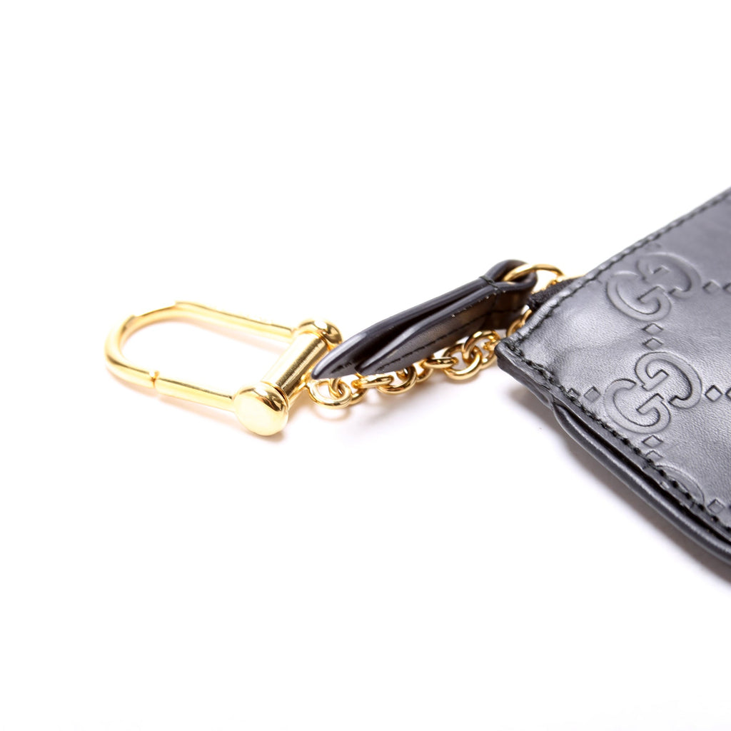 447964 GG Leather Key Pouch Black