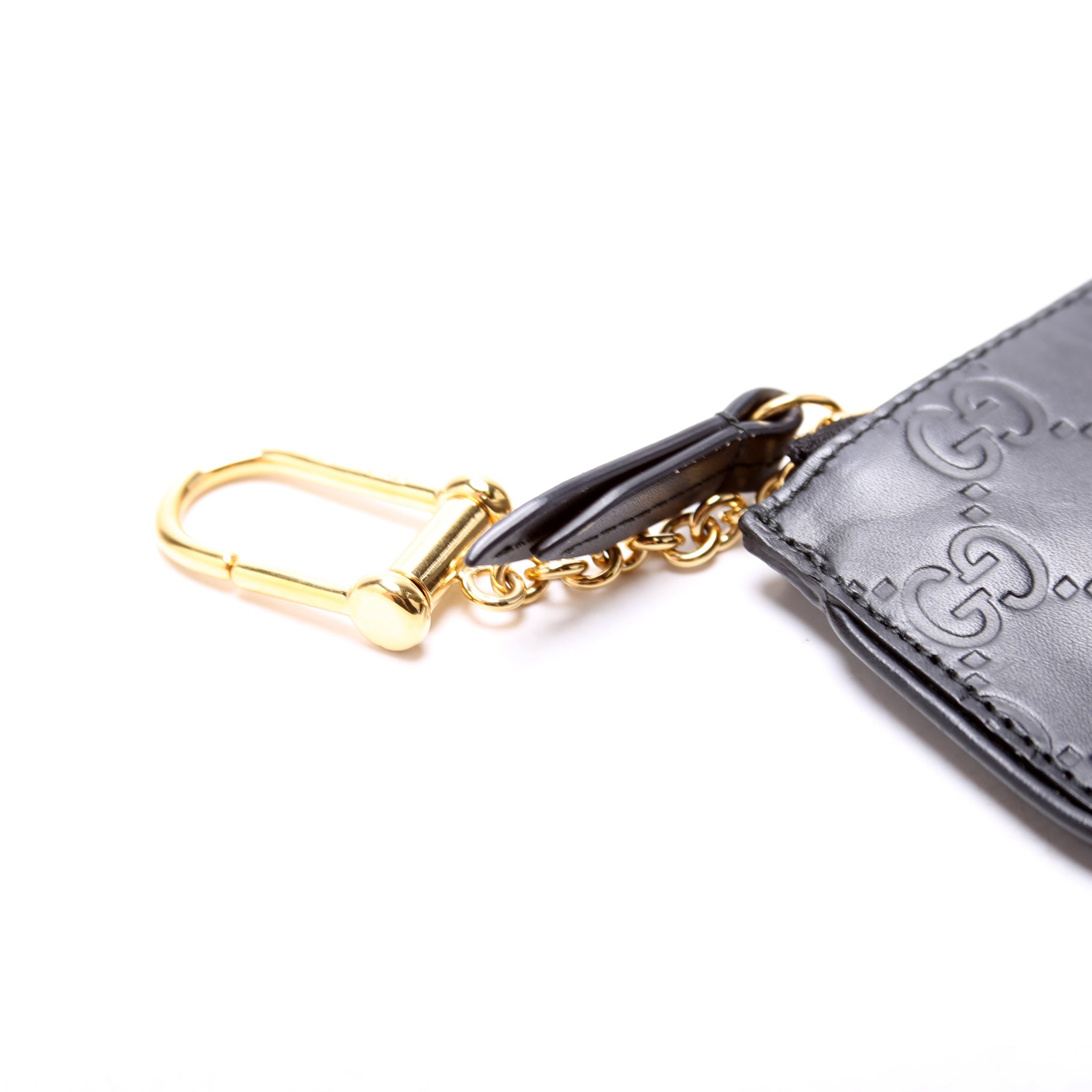 447964 GG Leather Key Pouch Black
