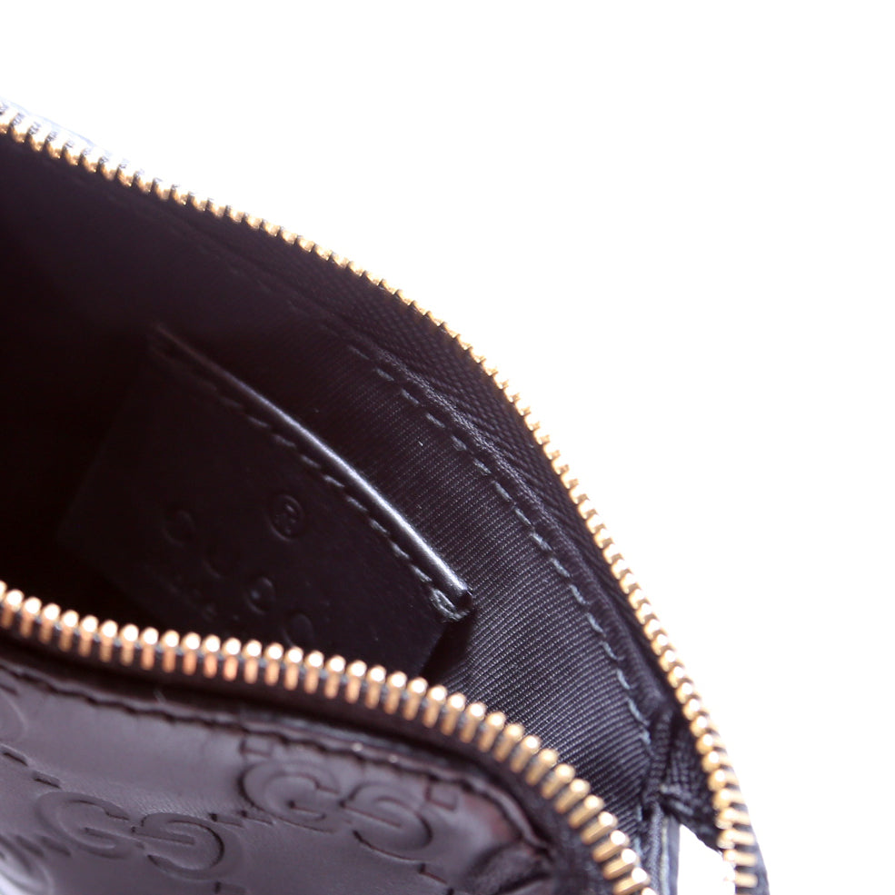 447964 GG Leather Key Pouch Black