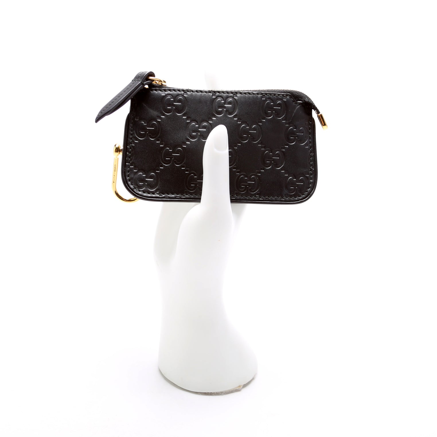 447964 GG Leather Key Pouch Black