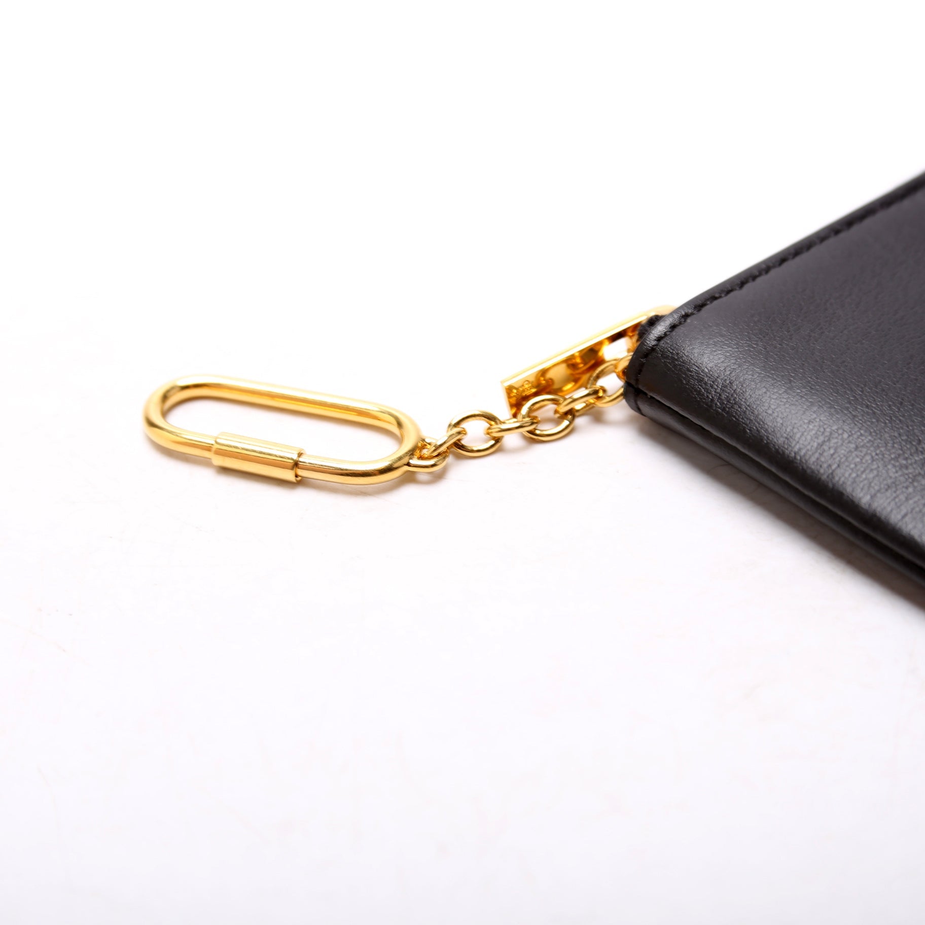 Coin and Card Pouch Alphabet Logo Leather Black