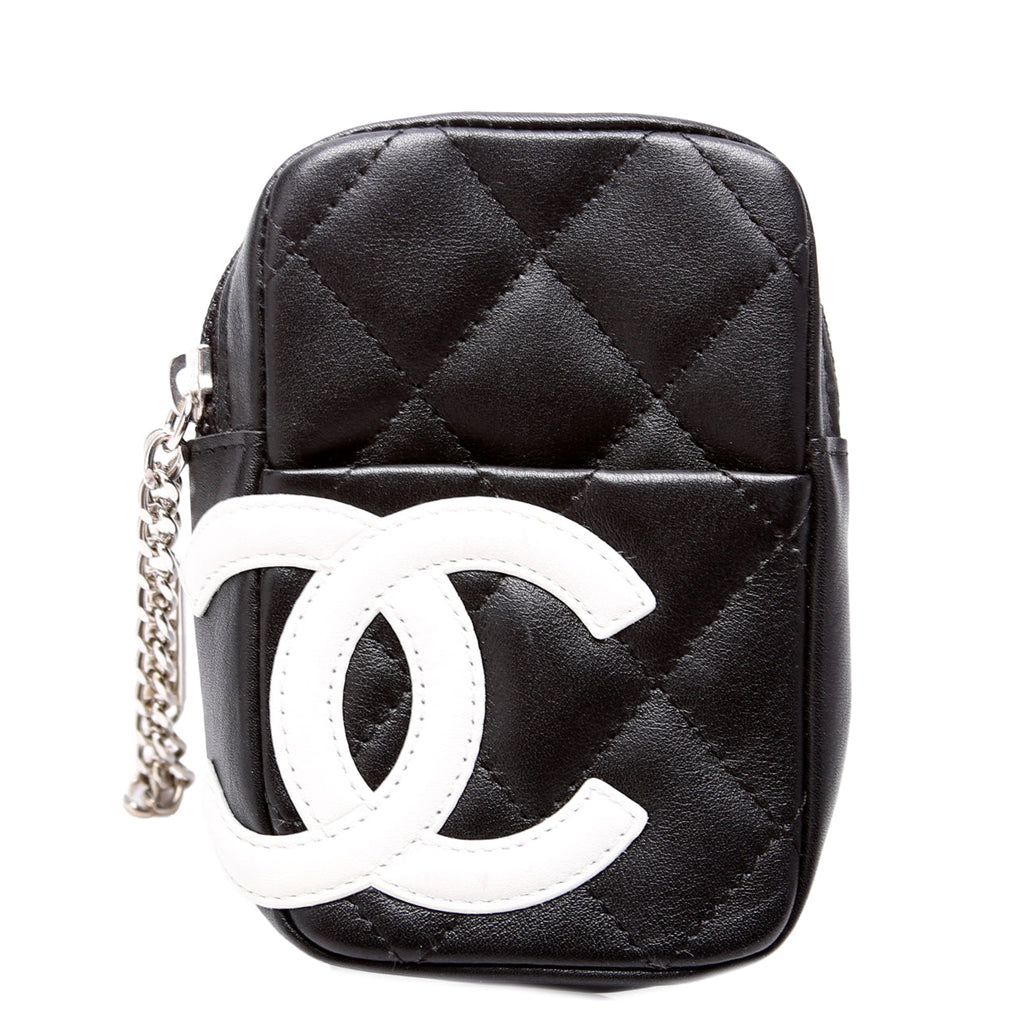 Cambon Cigarette Case Holder Lambskin Black/White