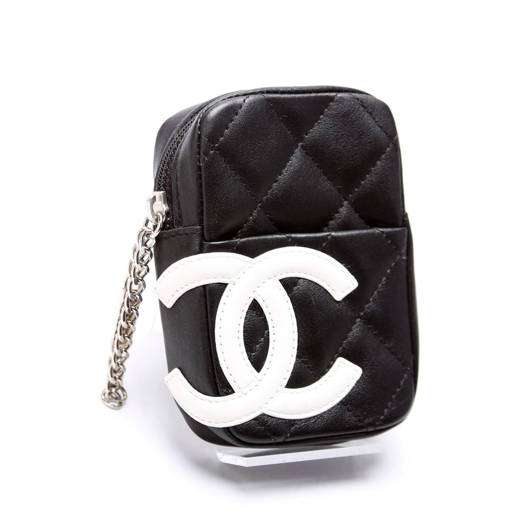 Cambon Cigarette Case Holder Lambskin Black/White