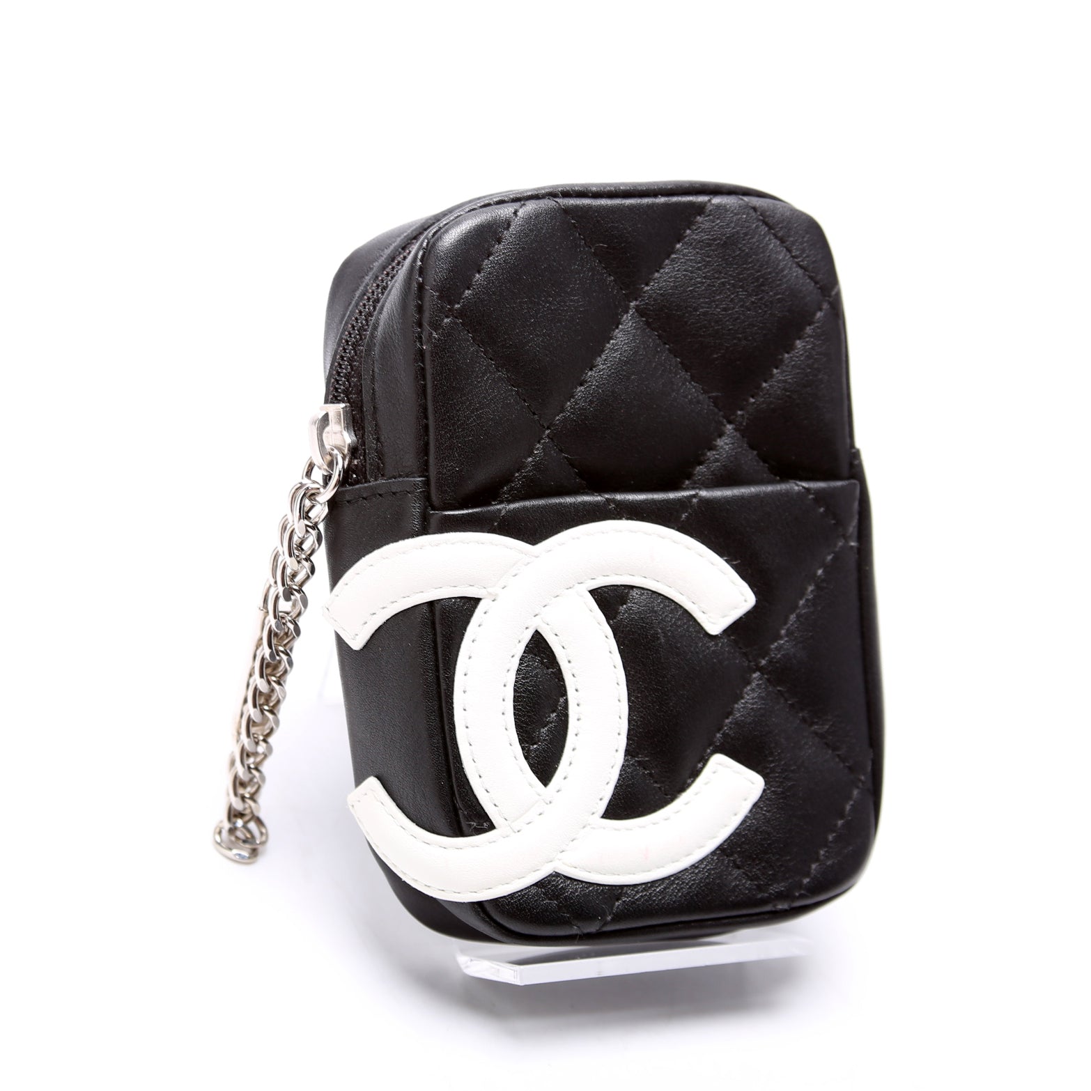 Cambon Cigarette Case Holder Lambskin Black/White