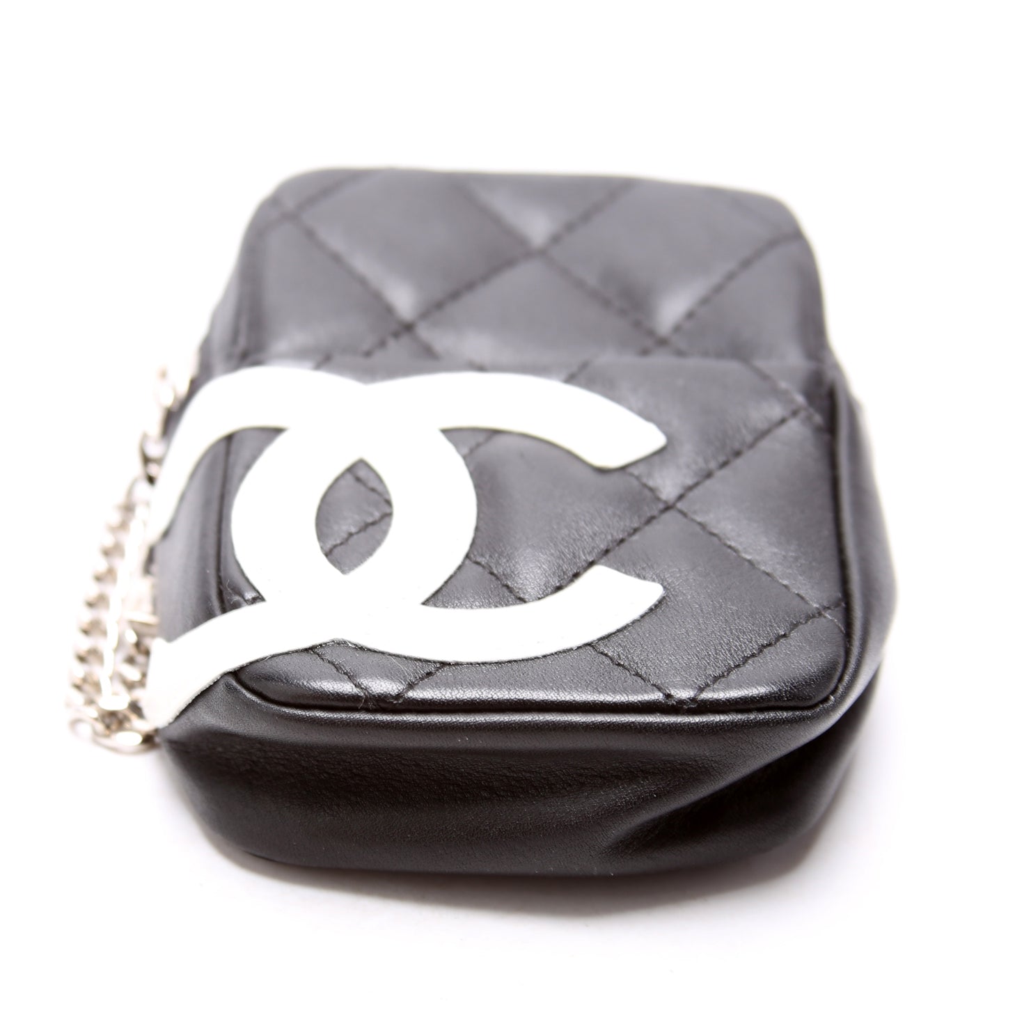 Cambon Cigarette Case Holder Lambskin Black/White