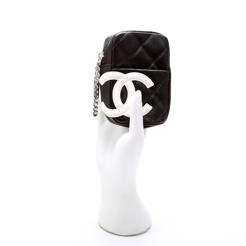 Cambon Cigarette Case Holder Lambskin Black/White