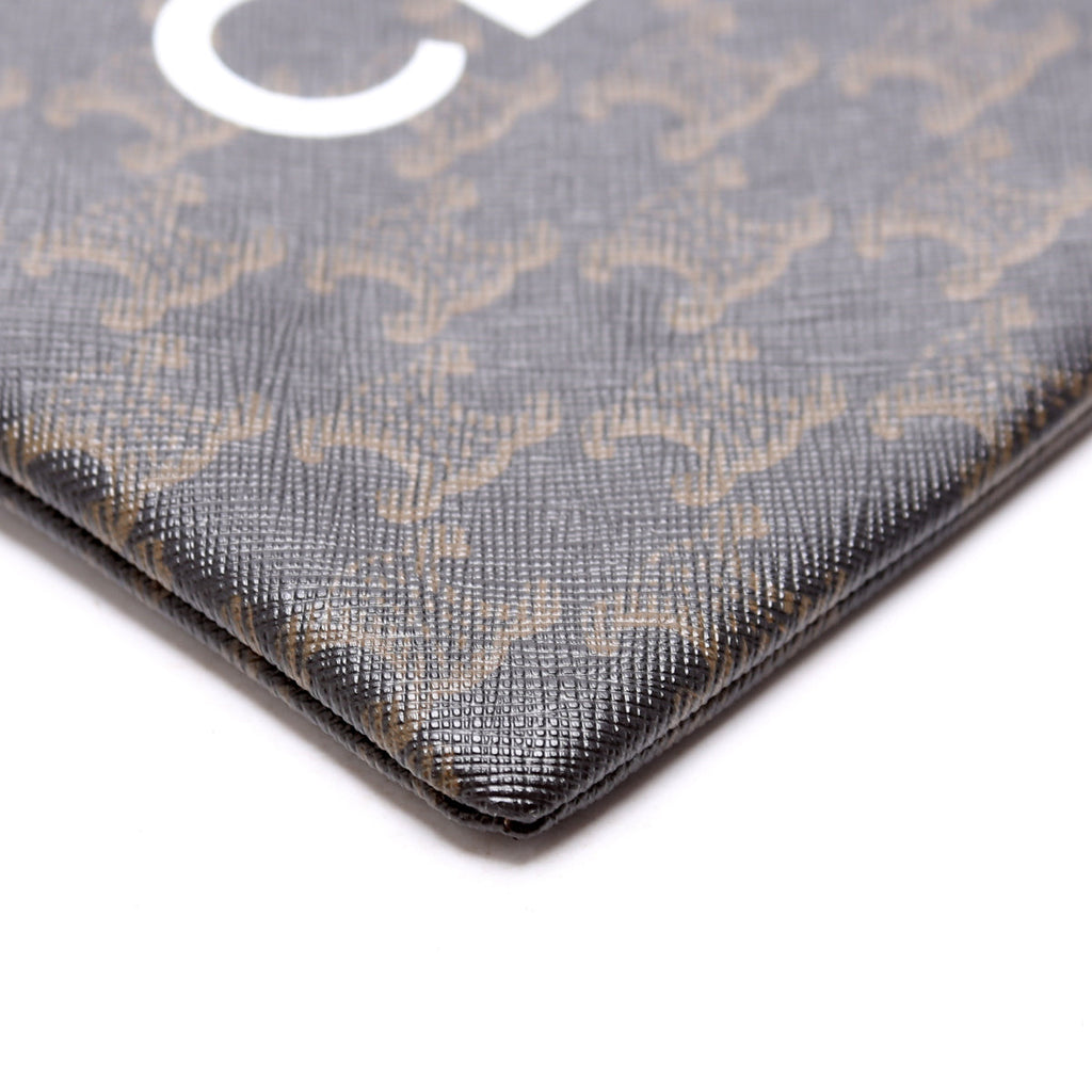 Triomphe Canvas Logo Medium Zip Pouch Brown
