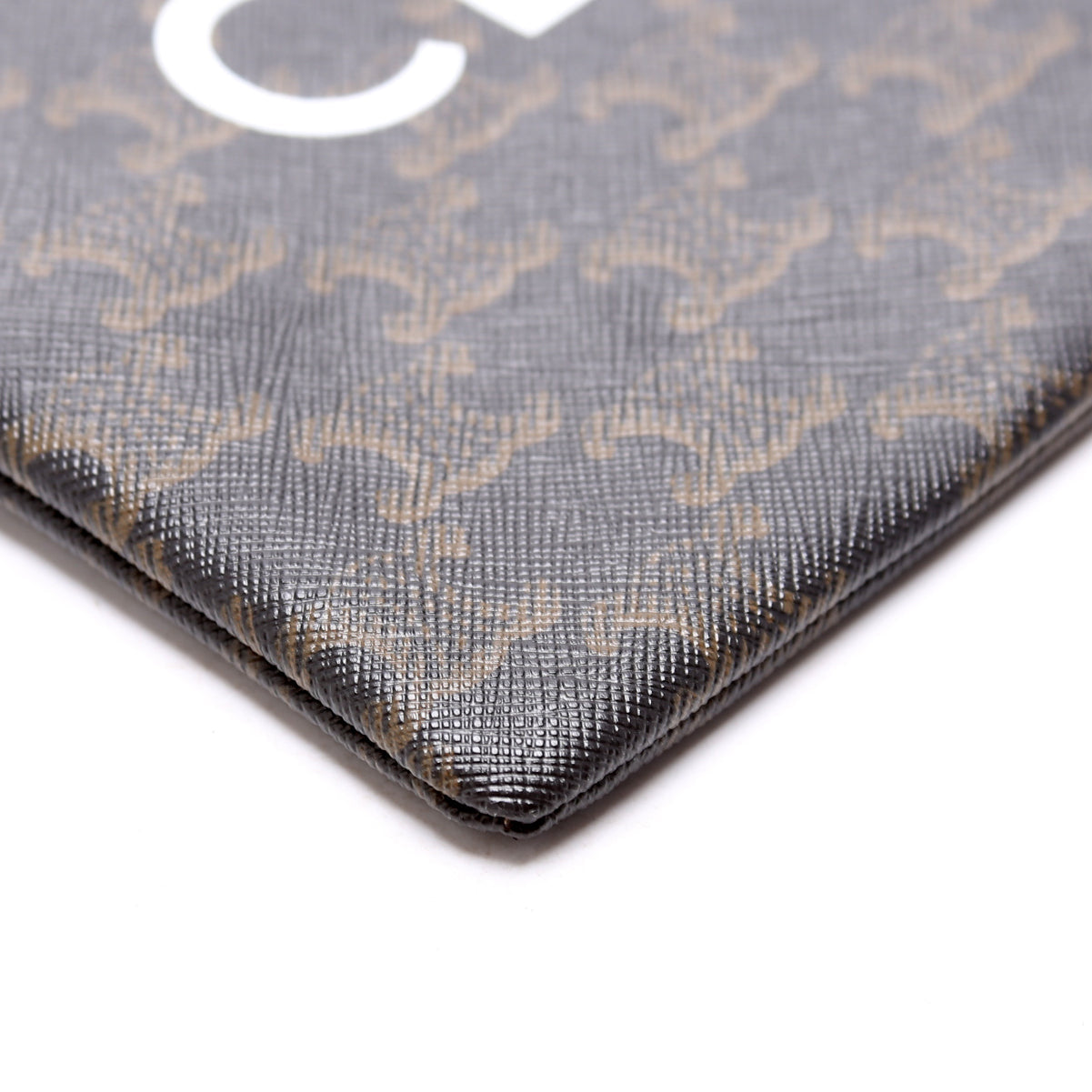 Triomphe Canvas Logo Medium Zip Pouch Brown