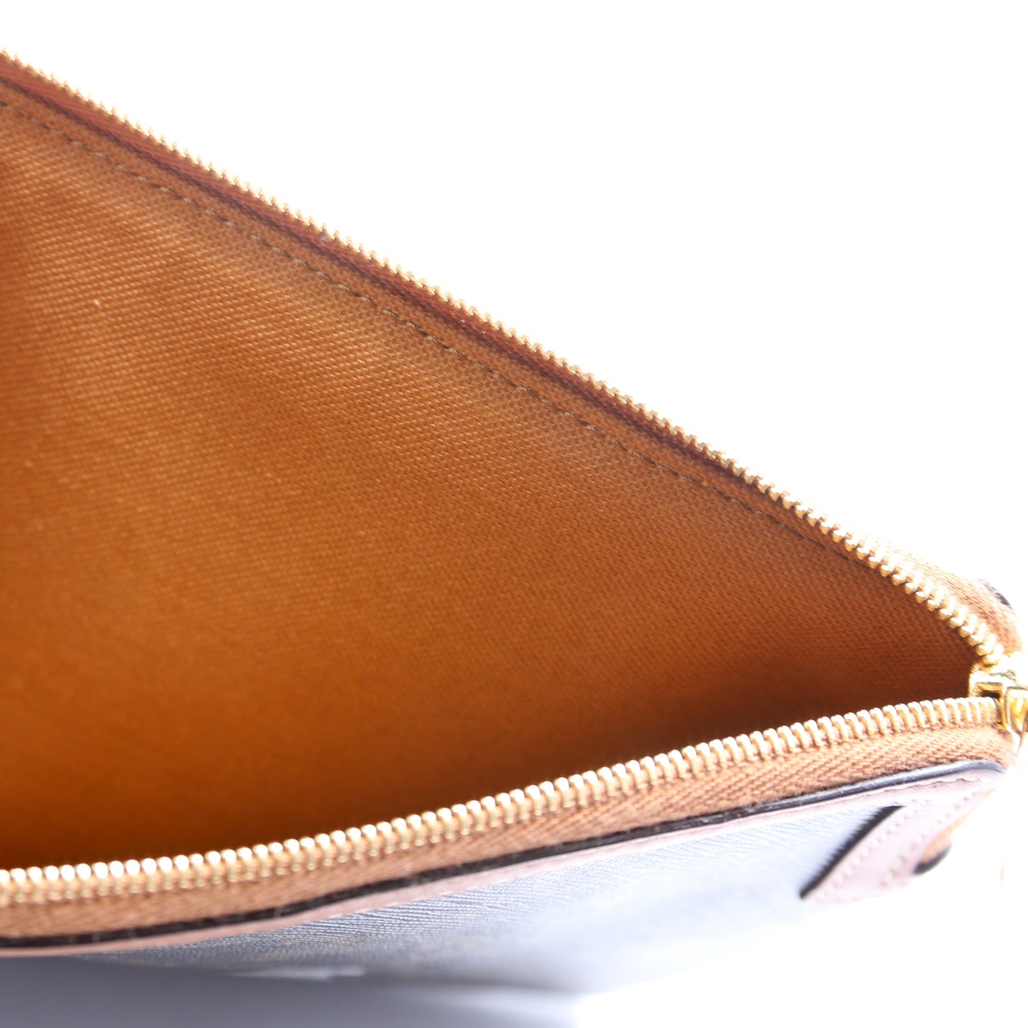 Triomphe Canvas Logo Medium Zip Pouch Brown