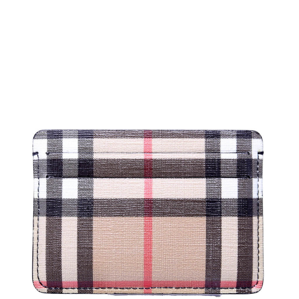 Vintage Check Card Holder Beige/Black