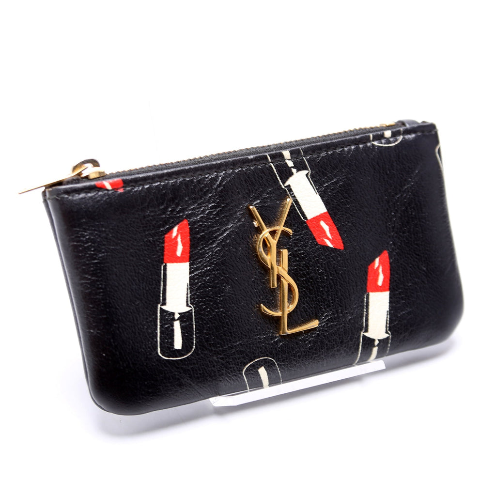 Printed Leather Coin Pouch 405286 Black/Multicolor
