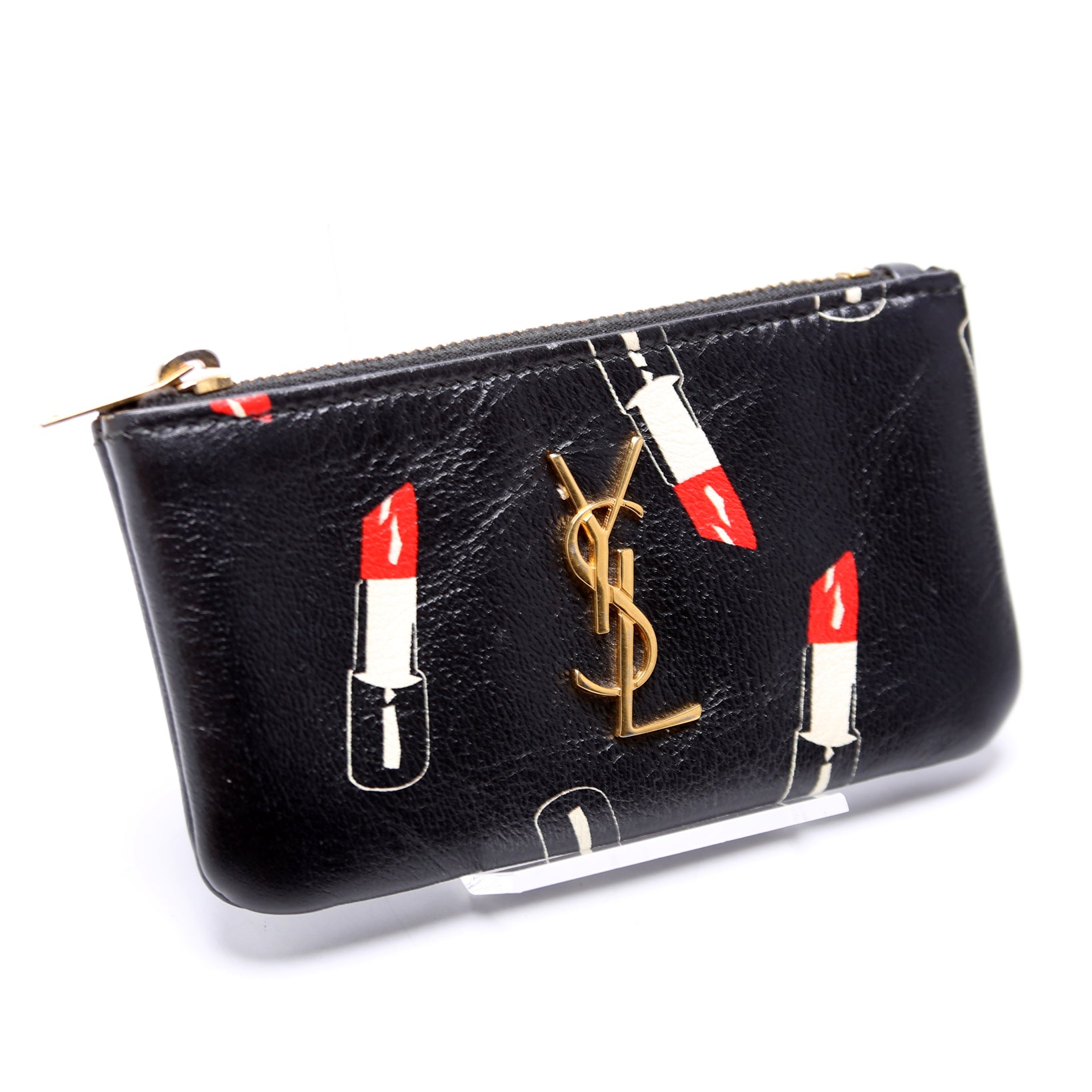 Printed Leather Coin Pouch 405286 Black/Multicolor