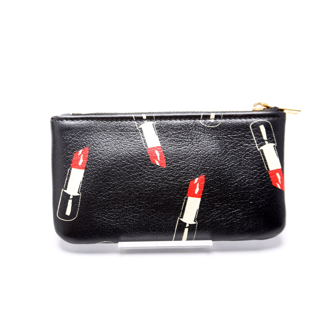 Printed Leather Coin Pouch 405286 Black/Multicolor