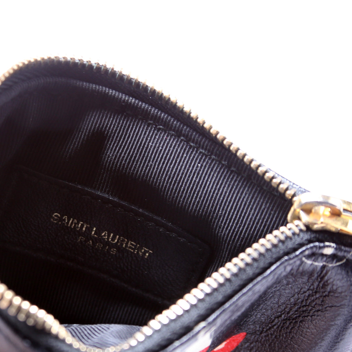 Printed Leather Coin Pouch 405286 Black/Multicolor