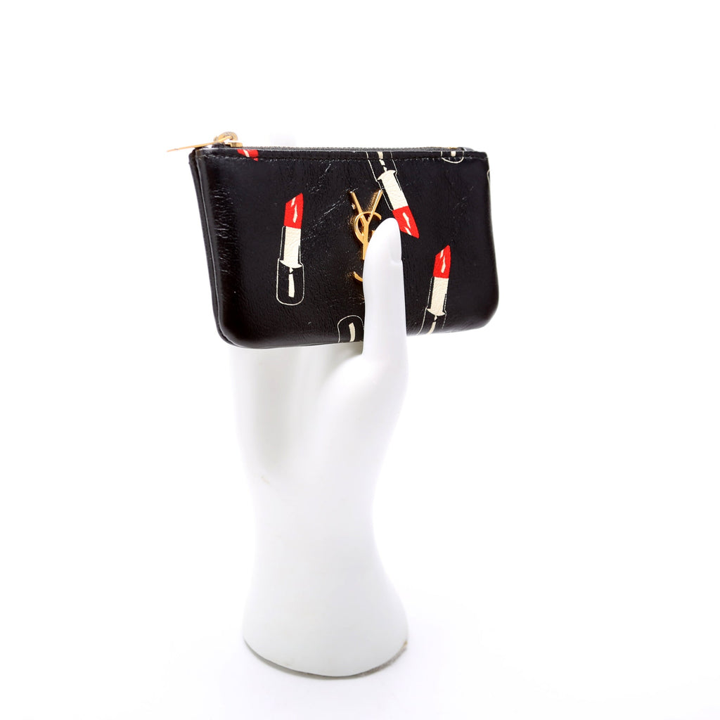 Printed Leather Coin Pouch 405286 Black/Multicolor