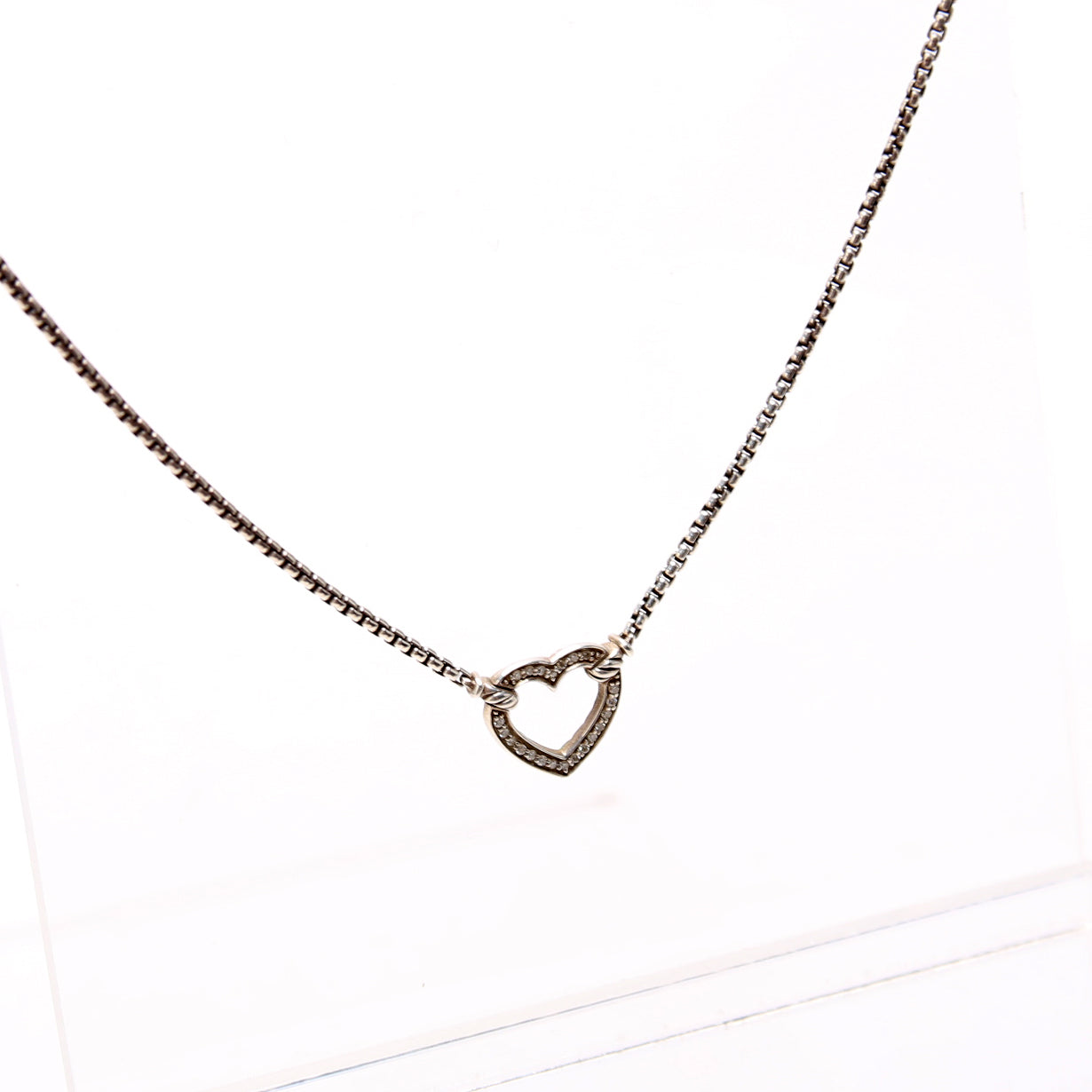 Heart Station Necklace 925/PAVE