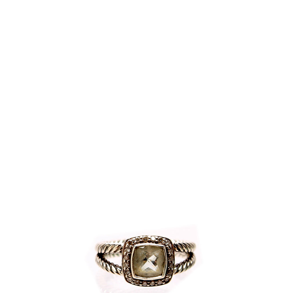 Albion 7MM 925/Prasiolite/Pave Ring Size 7.5 Silver