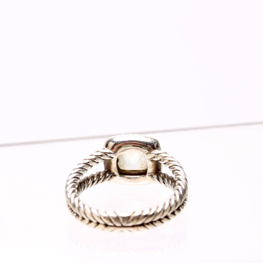 Albion 7MM 925/Prasiolite/Pave Ring Size 7.5 Silver