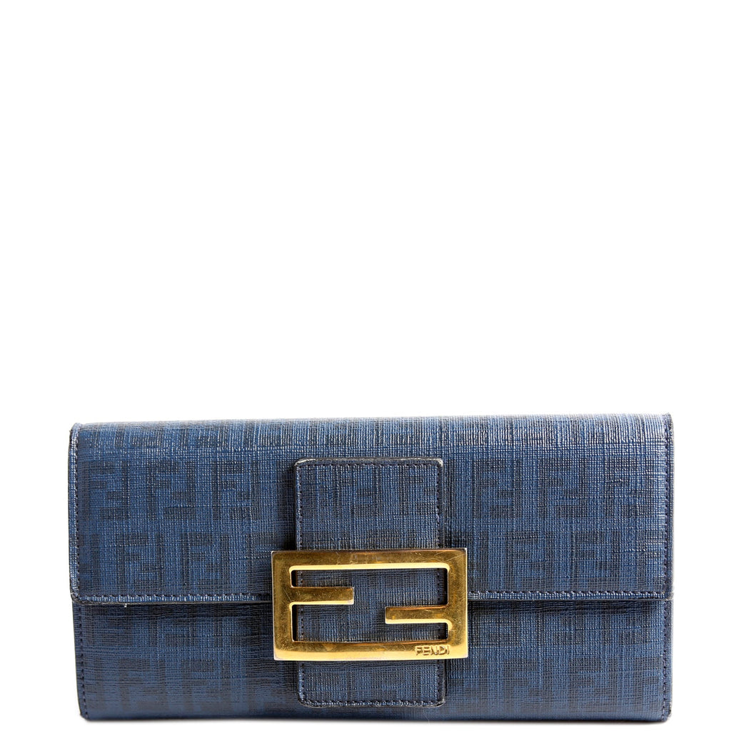 Fendi Zucca Long Wallet Navy