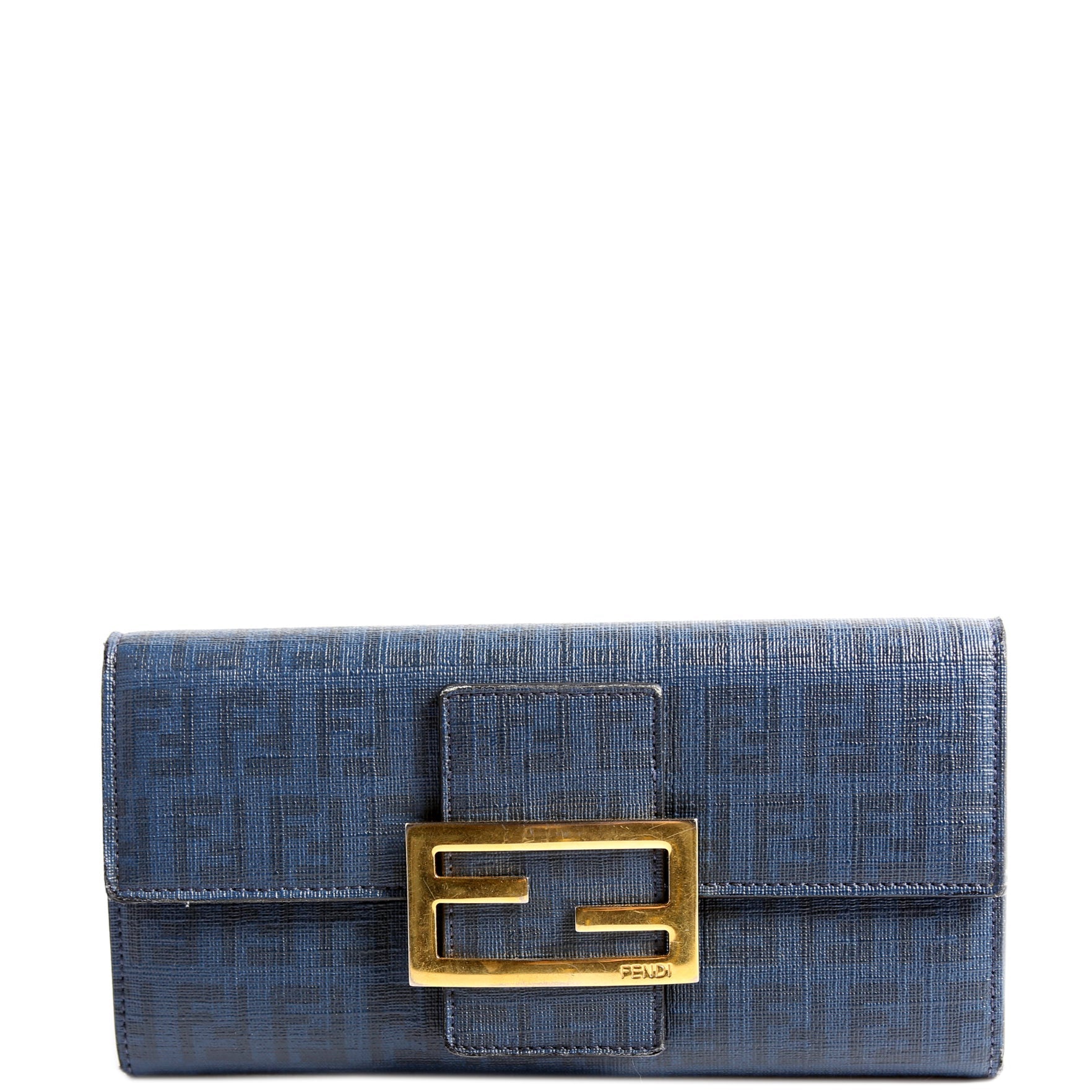 Fendi Zucca Long Wallet Navy