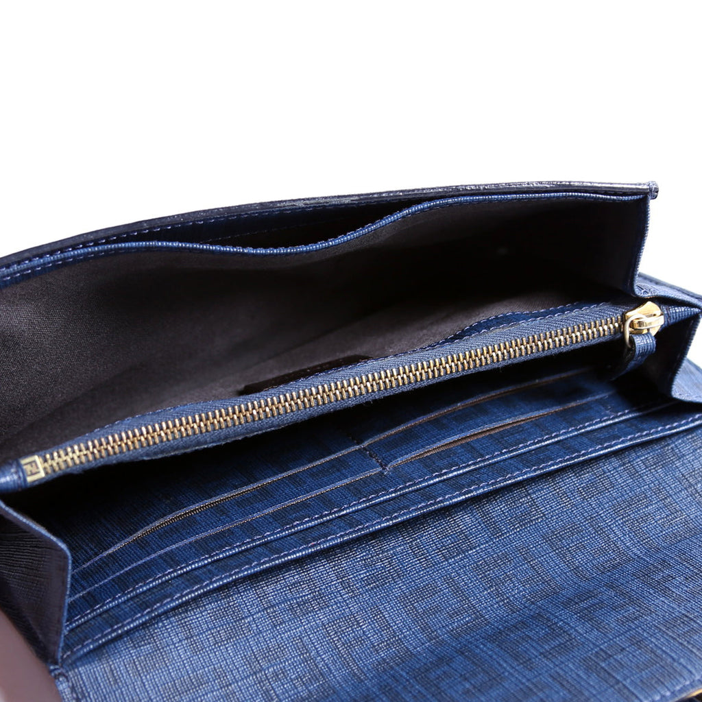 Fendi Zucca Long Wallet Navy