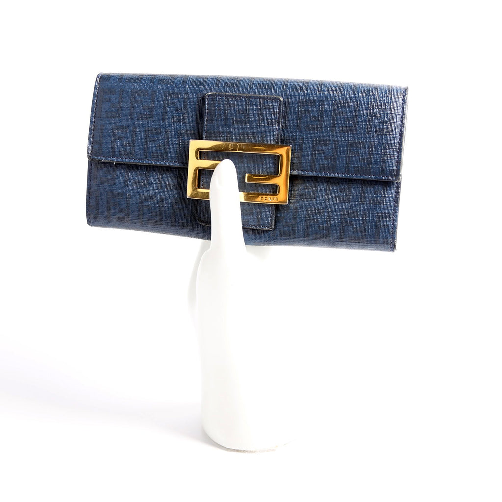 Fendi Zucca Long Wallet Navy