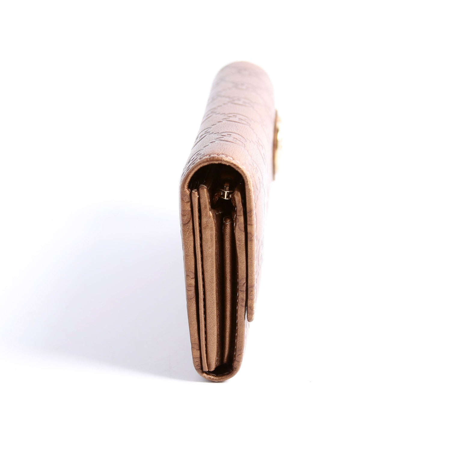 245728 Guccissima Lovely Heart Continental Wallet Bronze