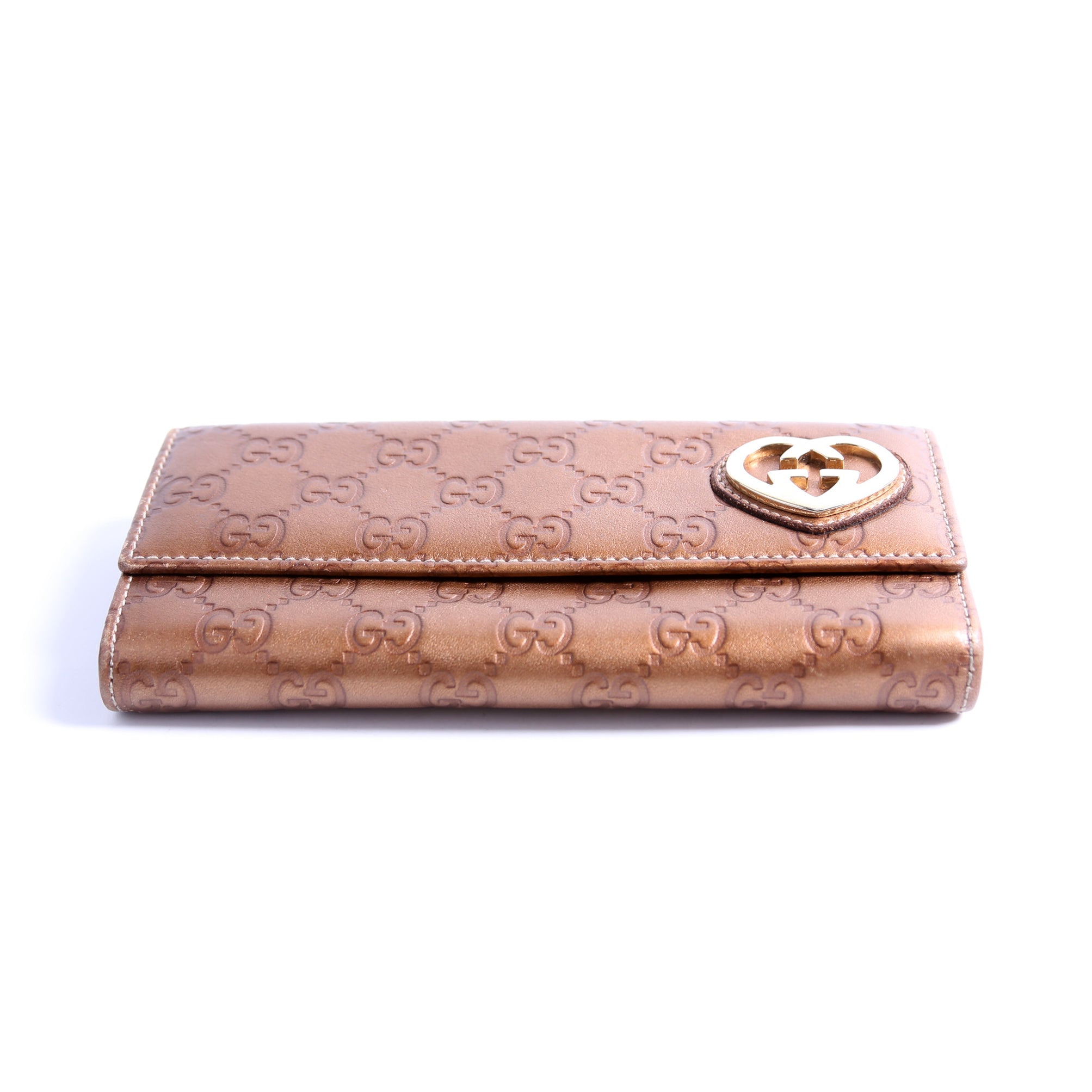 245728 Guccissima Lovely Heart Continental Wallet Bronze